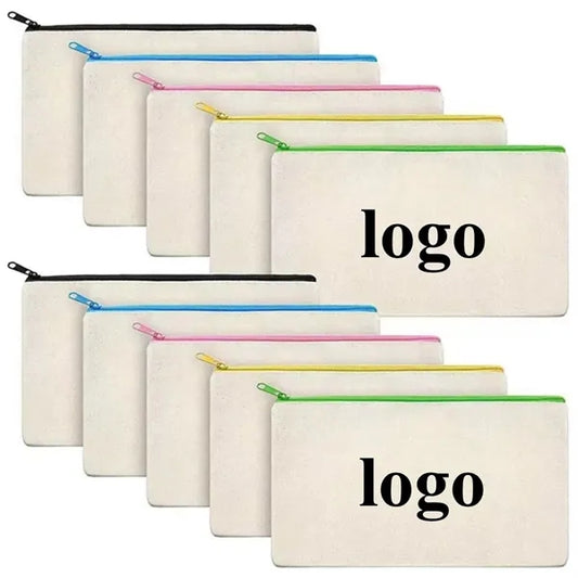 Canvas Zipper Pouch Blank DIY Craft Makeup Bags