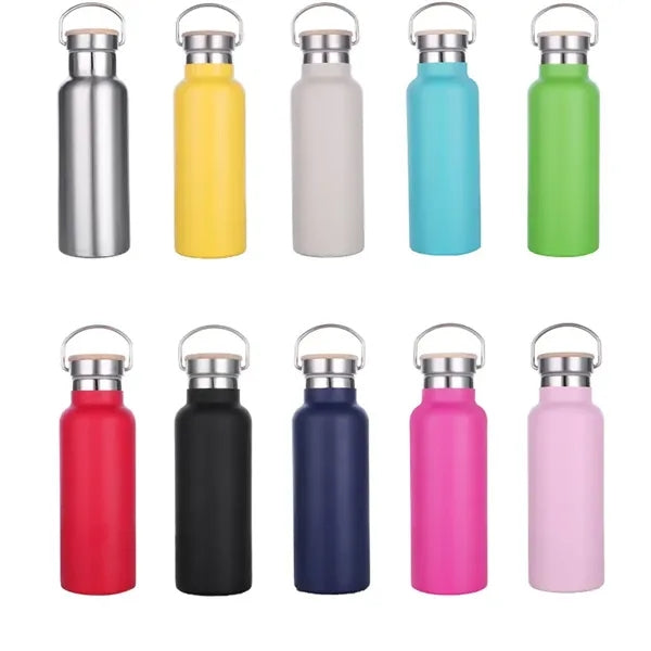 20oz Stainless Steel Insulated Flask Bottle with Bamboo Lid