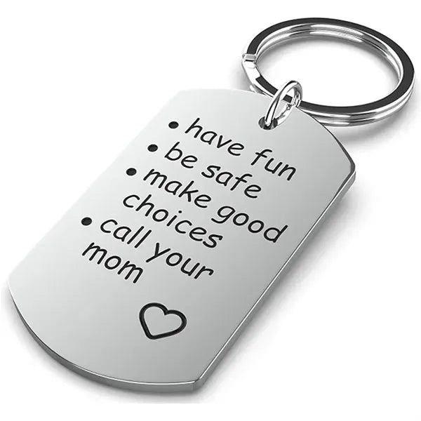 Stainless Steel Square Pendant Keychain