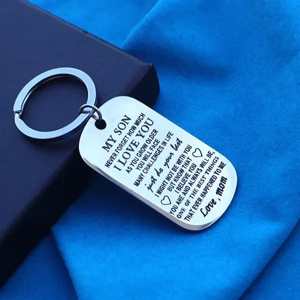 Stainless Steel Square Pendant Keychain