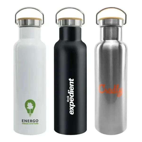 20oz Stainless Steel Insulated Flask Bottle with Bamboo Lid