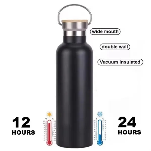 20oz Stainless Steel Insulated Flask Bottle with Bamboo Lid