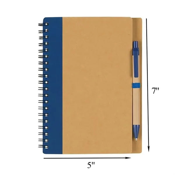 Eco-Inspired Hardcover Spiral Notebook & Pen 5"x7"