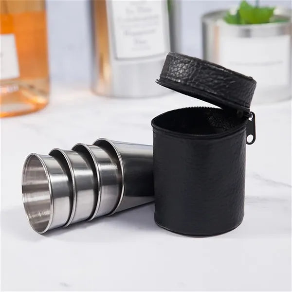 4pcs Camping Cups With Cover Set