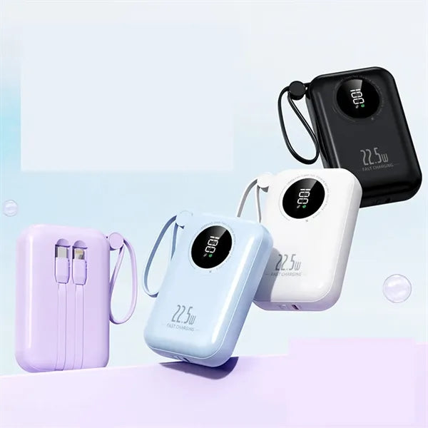 20000 mAh 22.5W Fast Charging Powerbank with Built-in Cable