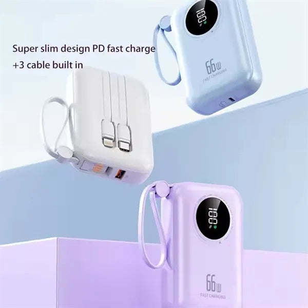 20000 mAh 22.5W Fast Charging Powerbank with Built-in Cable