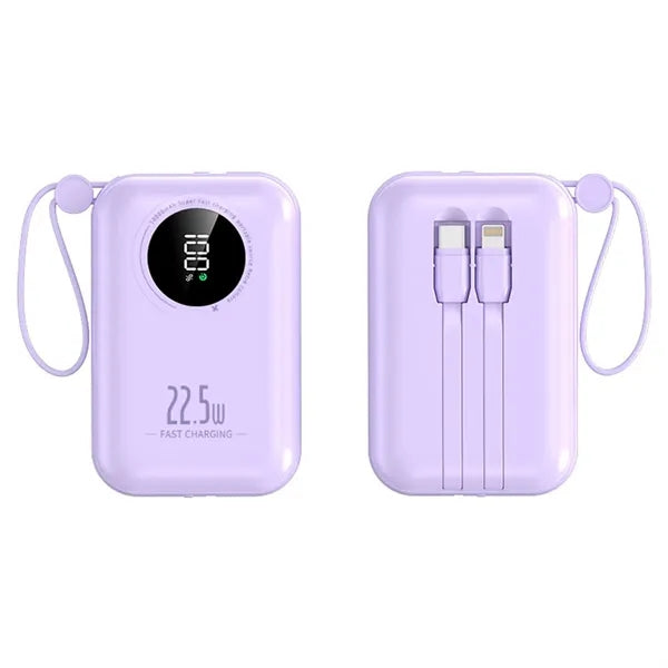 20000 mAh 22.5W Fast Charging Powerbank with Built-in Cable