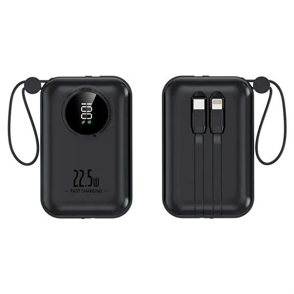 20000 mAh 22.5W Fast Charging Powerbank with Built-in Cable