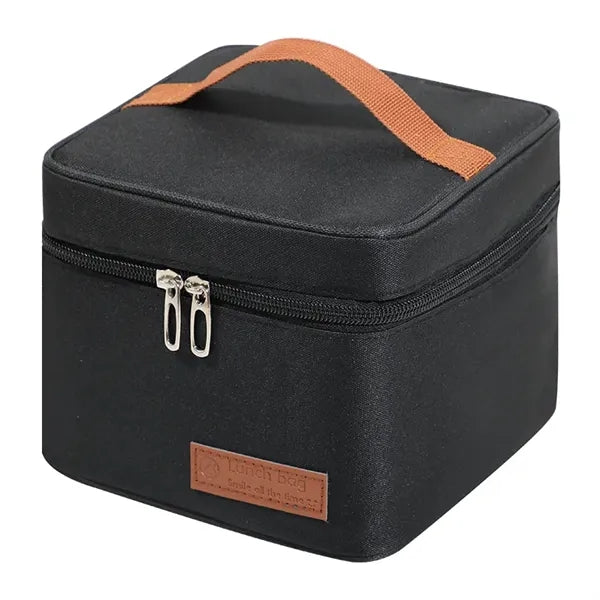 Cationic Leather Patch Square Lunch Cooler Bag