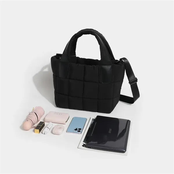 Puffer Tote Bag with Adjustable Strap