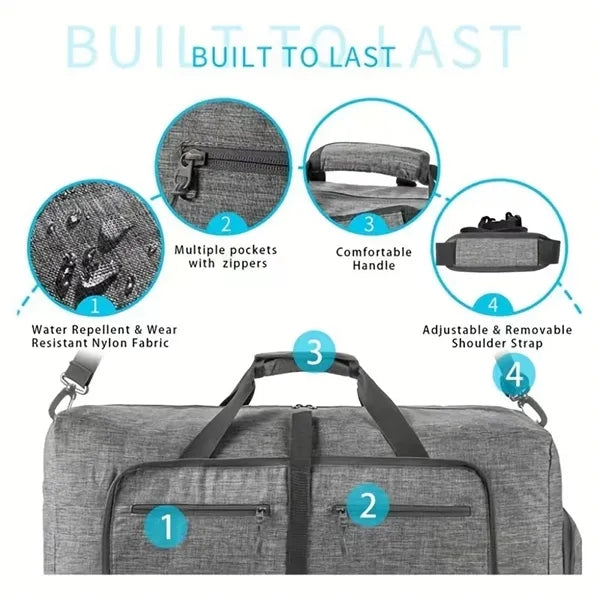 Foldable Travel Duffel Bags with Shoes Compartment