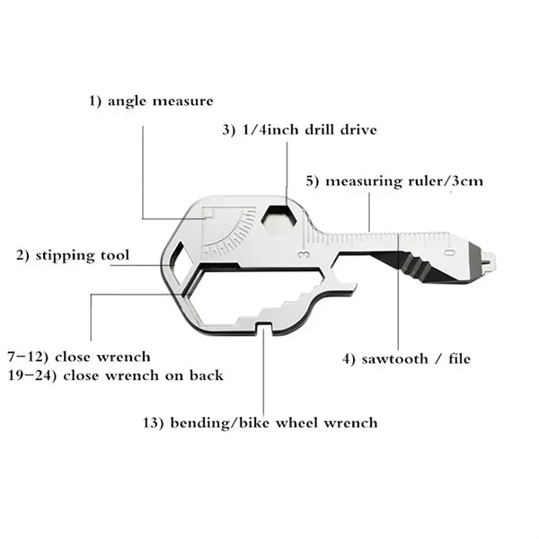 24-in-1 Stainless Steel Multifunctional Key Tool