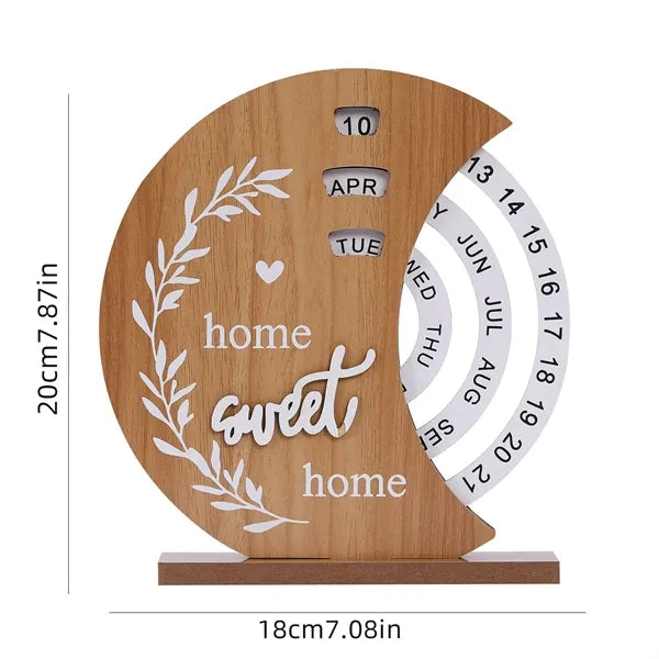 Wooden Desk Calendar with Rotating Dials
