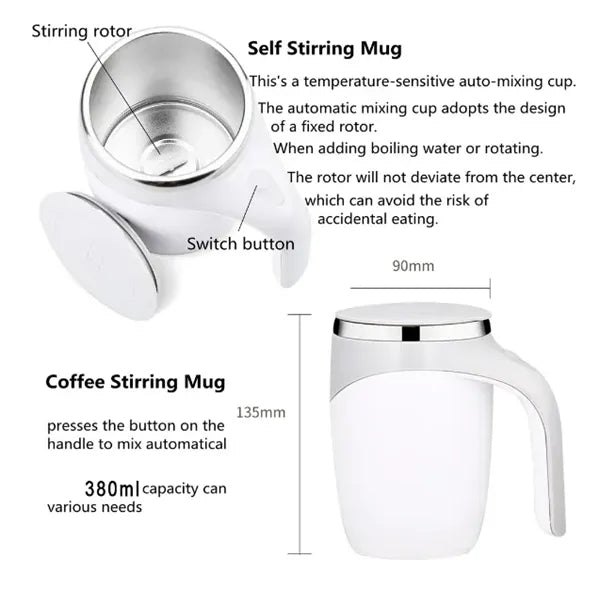 12oz Automatic Electric Mixing Cup Self Stirring Coffee Mug