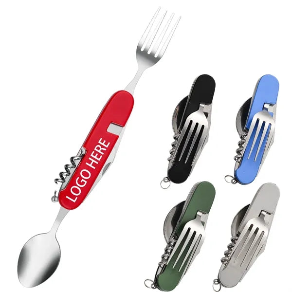 7-in-2 StainlessSteel Spoon Knife Camping Utensils Set