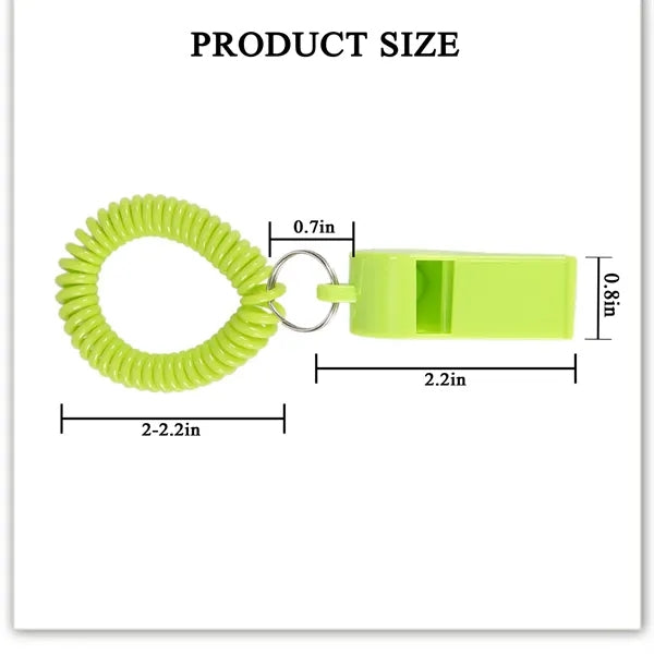 Sport Whistles With Stretchable Coil Wrist Keychain Ring
