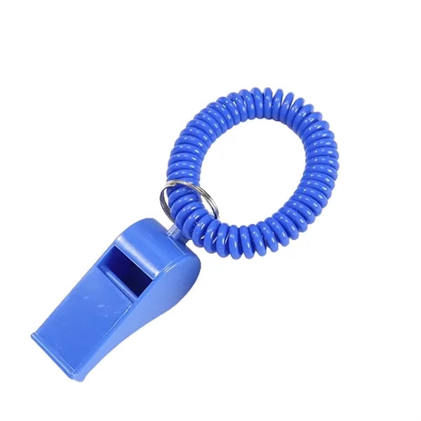 Sport Whistles With Stretchable Coil Wrist Keychain Ring
