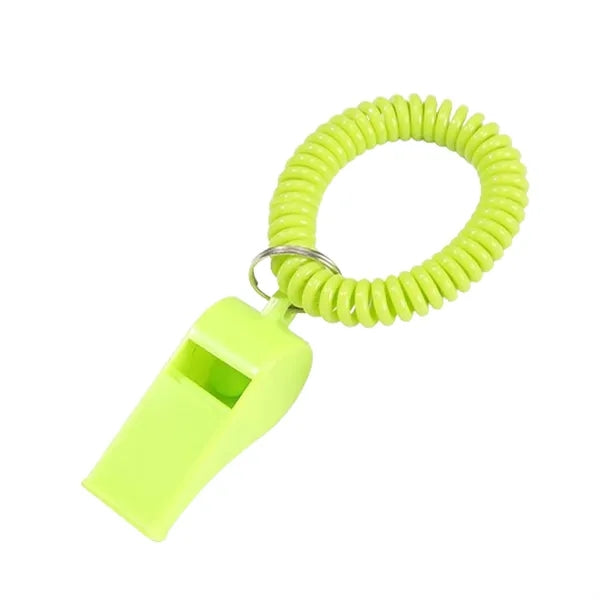 Sport Whistles With Stretchable Coil Wrist Keychain Ring