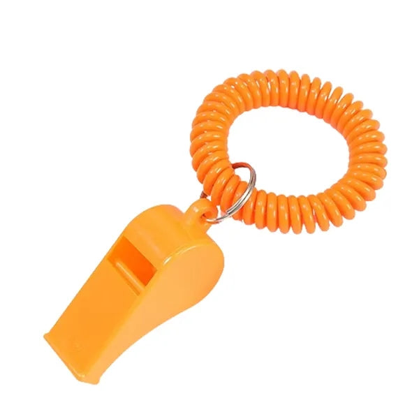 Sport Whistles With Stretchable Coil Wrist Keychain Ring