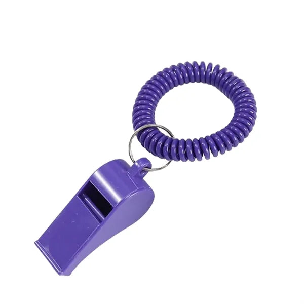 Sport Whistles With Stretchable Coil Wrist Keychain Ring