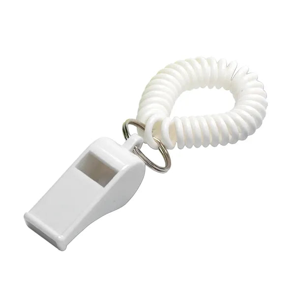 Sport Whistles With Stretchable Coil Wrist Keychain Ring