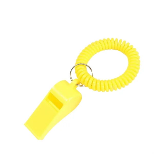 Sport Whistles With Stretchable Coil Wrist Keychain Ring