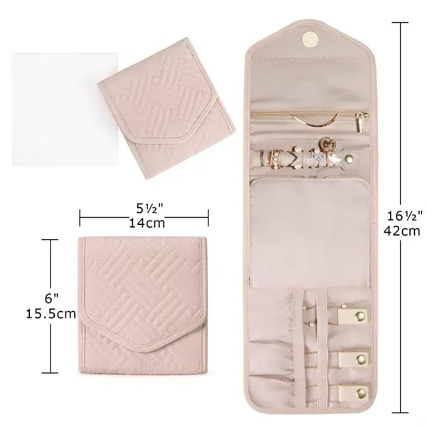 Travel Jewelry Organizer Case Foldable Roll Bag for Journey