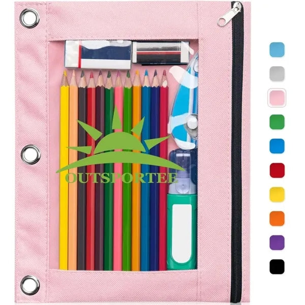Pen Pencil Pouch with Clear Window for 3 Ring Binder