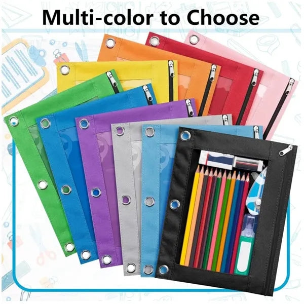 Pen Pencil Pouch with Clear Window for 3 Ring Binder
