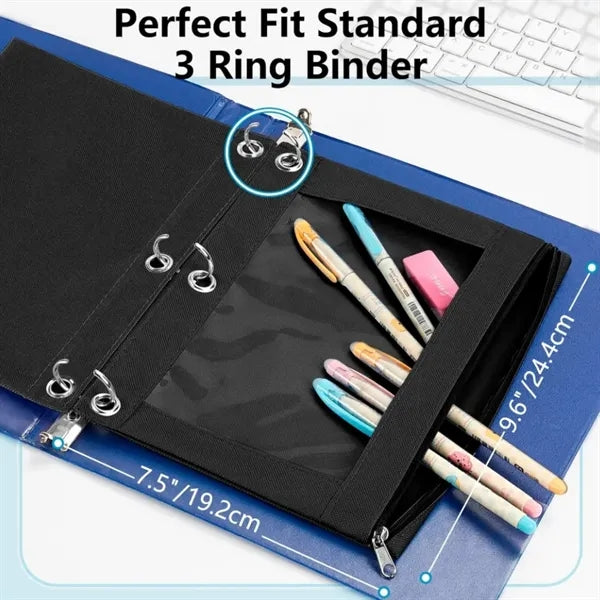 Pen Pencil Pouch with Clear Window for 3 Ring Binder