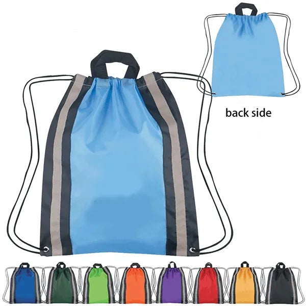 210D Poly Reflective Stripes Drawstring Backpack