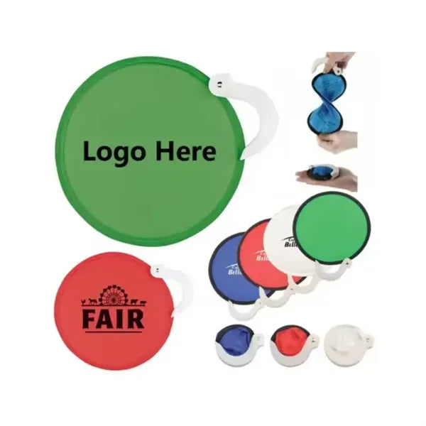 Round Nylon Hand Folding Fan With Pocket