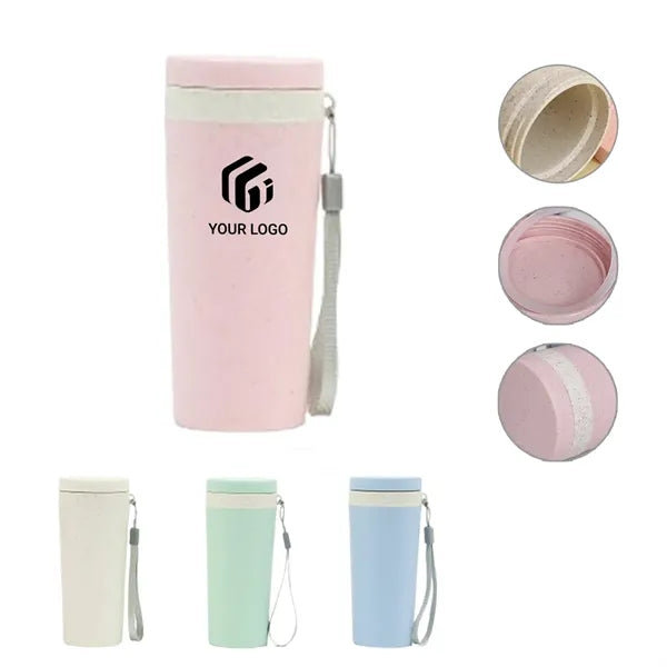 Portable Resuable Double Layer Wheat Straw Cup for Outdoor