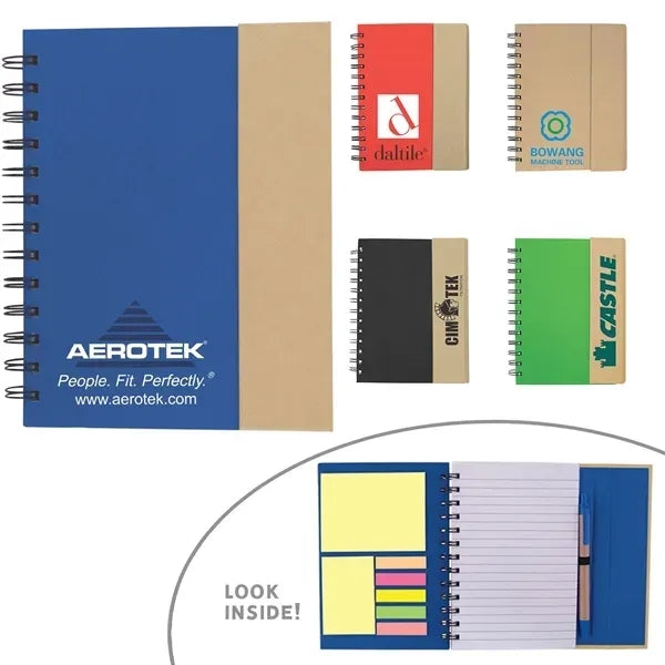 Eco-Recycled Magnetic Journal with Sticky Notes & Tabs