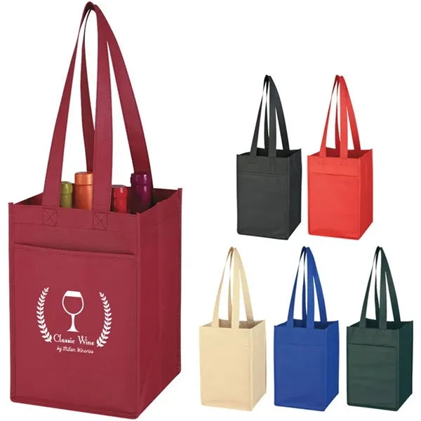 Non-Woven 4 Bottle Wine Tote Bag
