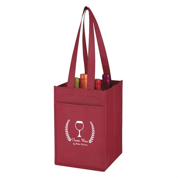 Non-Woven 4 Bottle Wine Tote Bag