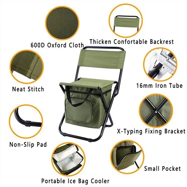 Foldable Camping Chair with Cooler Bag