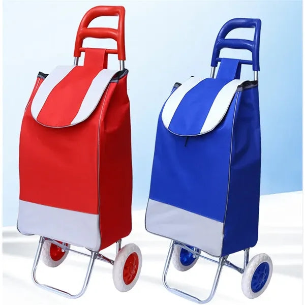 Portable folding hand shopping cart grocery bag