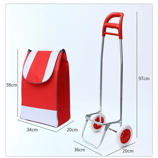 Portable folding hand shopping cart grocery bag
