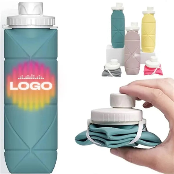 20oz. Silicone Foldable Collapsible Water Bottle
