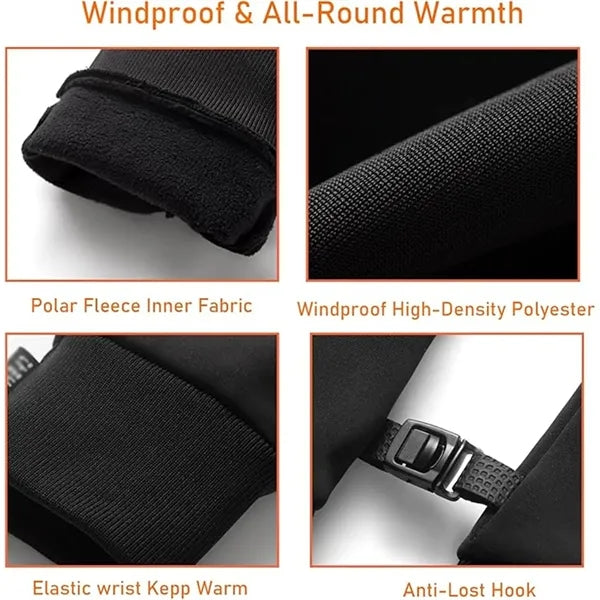 Winter Fingerless Gloves Windproof Cold Weather Touchscreen