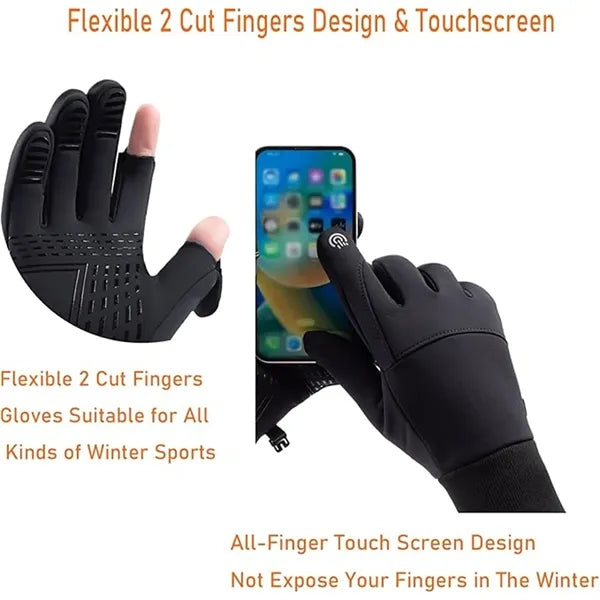 Winter Fingerless Gloves Windproof Cold Weather Touchscreen
