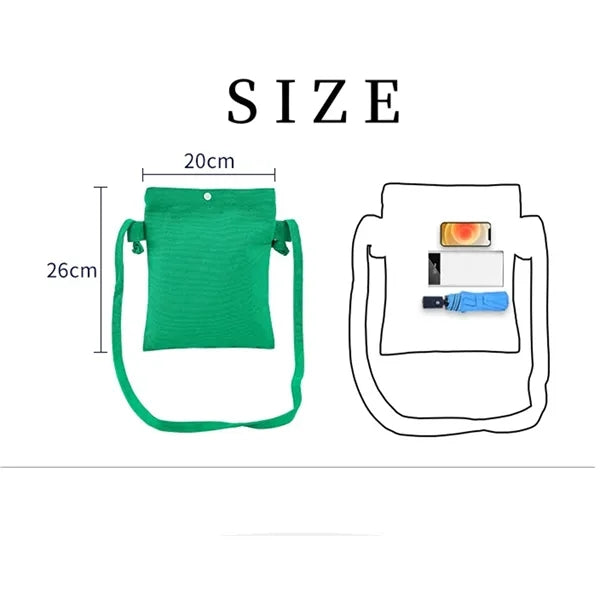 Mini Canvas Crossbody Mobile Phone Bag Simple Solid Color