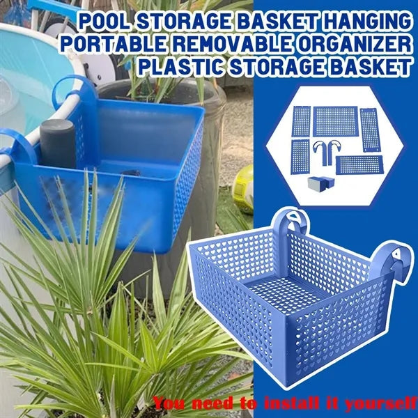 Plastic pool storage basket