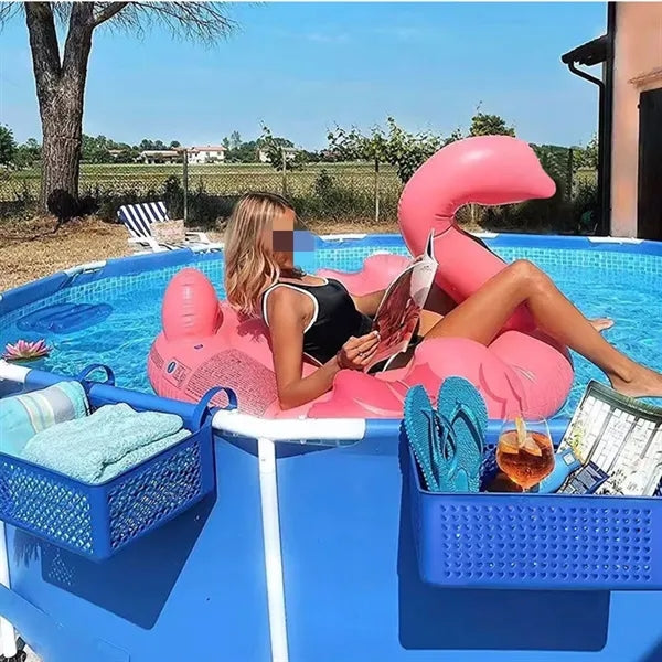 Plastic pool storage basket