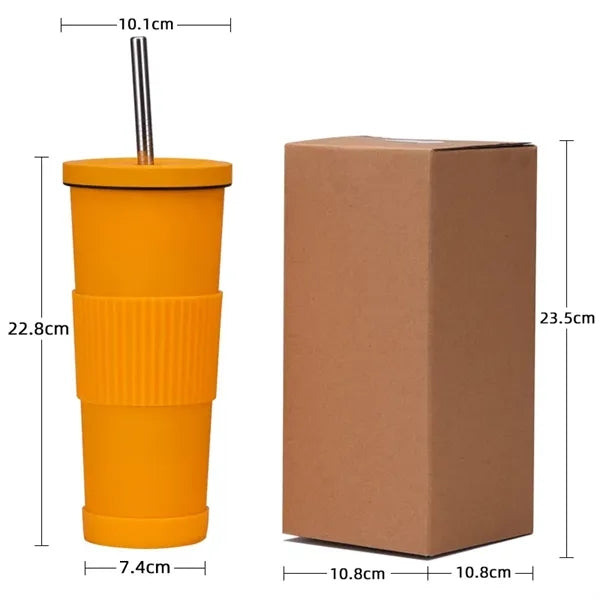 30 oz Stainless Steel Straw Tumbler with Non-slip Cover