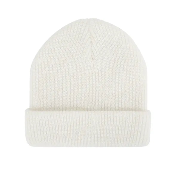 Cuffed Knit Beanie With Faux Leather Patch