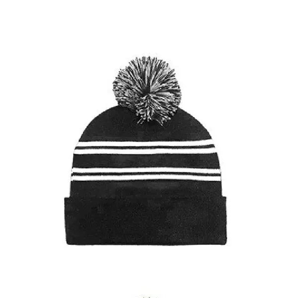 Acrylic Knit Beanie Cap With Pom