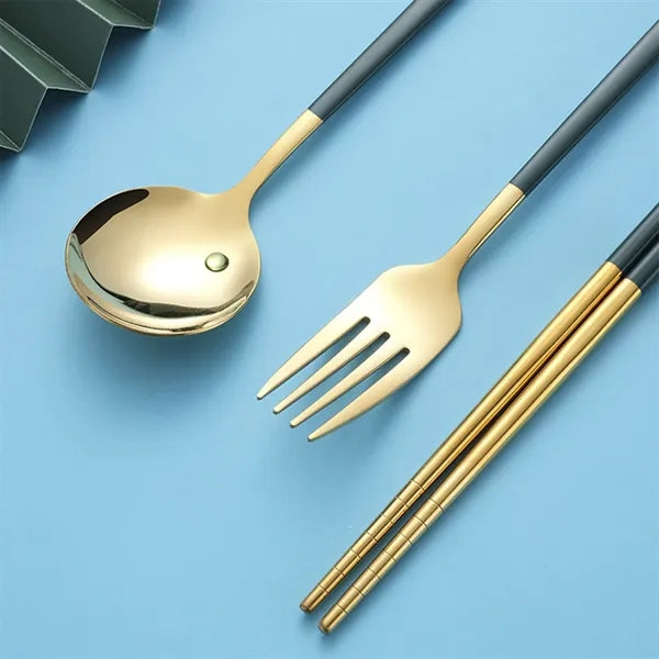 Travel Portable Stainless Steel Cutlery Three-Piece Set