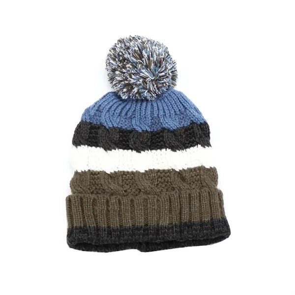 Chunky Soft Stretch Cable Knit Beanie Hat w/ Pom